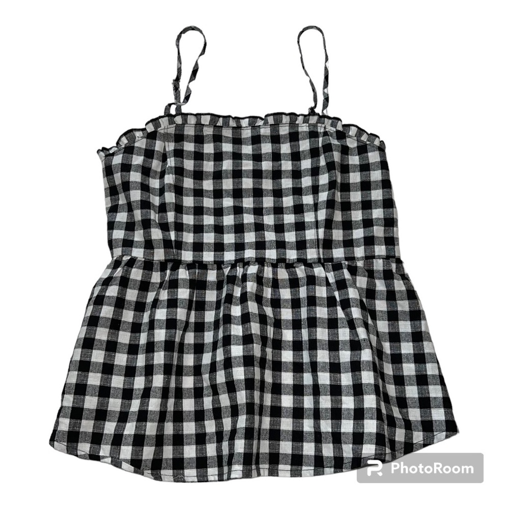 EYESHADOW Gingham Cropped Babydoll Tank Cotton Sz Medium